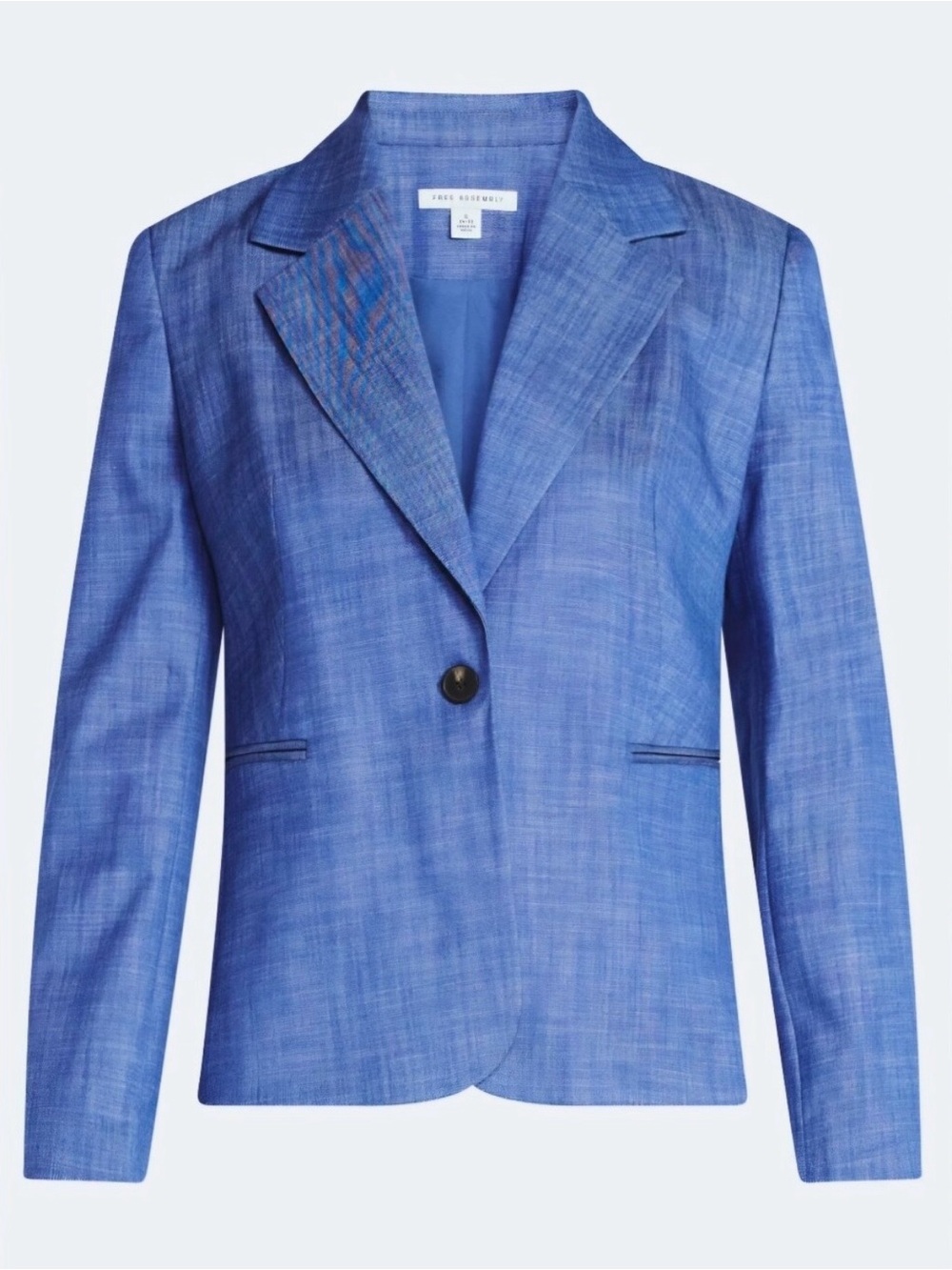 NWT Free Assembly Indigo Crosshatch Blazer Women's
Single-Breasted Jacket